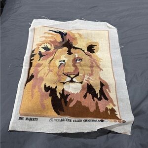 Completed Lion Needlepoint Canvas/Goblin
